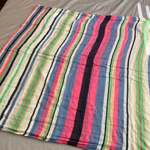 Multicolor Striped Lightweight Cotton Scarf/Shawl With Tassel Fringe - Picture 1 of 6